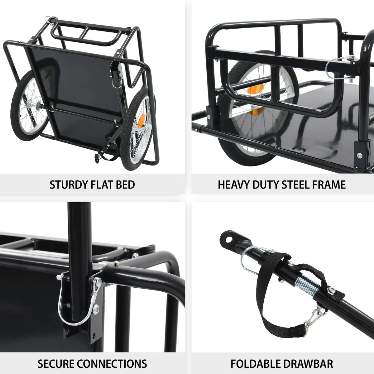Bicycle Cargo Luggage Trailer Cart Bike Wagon Carrier Trailer 60kg