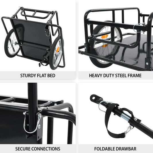 Bicycle Cargo Luggage Trailer Cart Bike Wagon Carrier Trailer 60kg