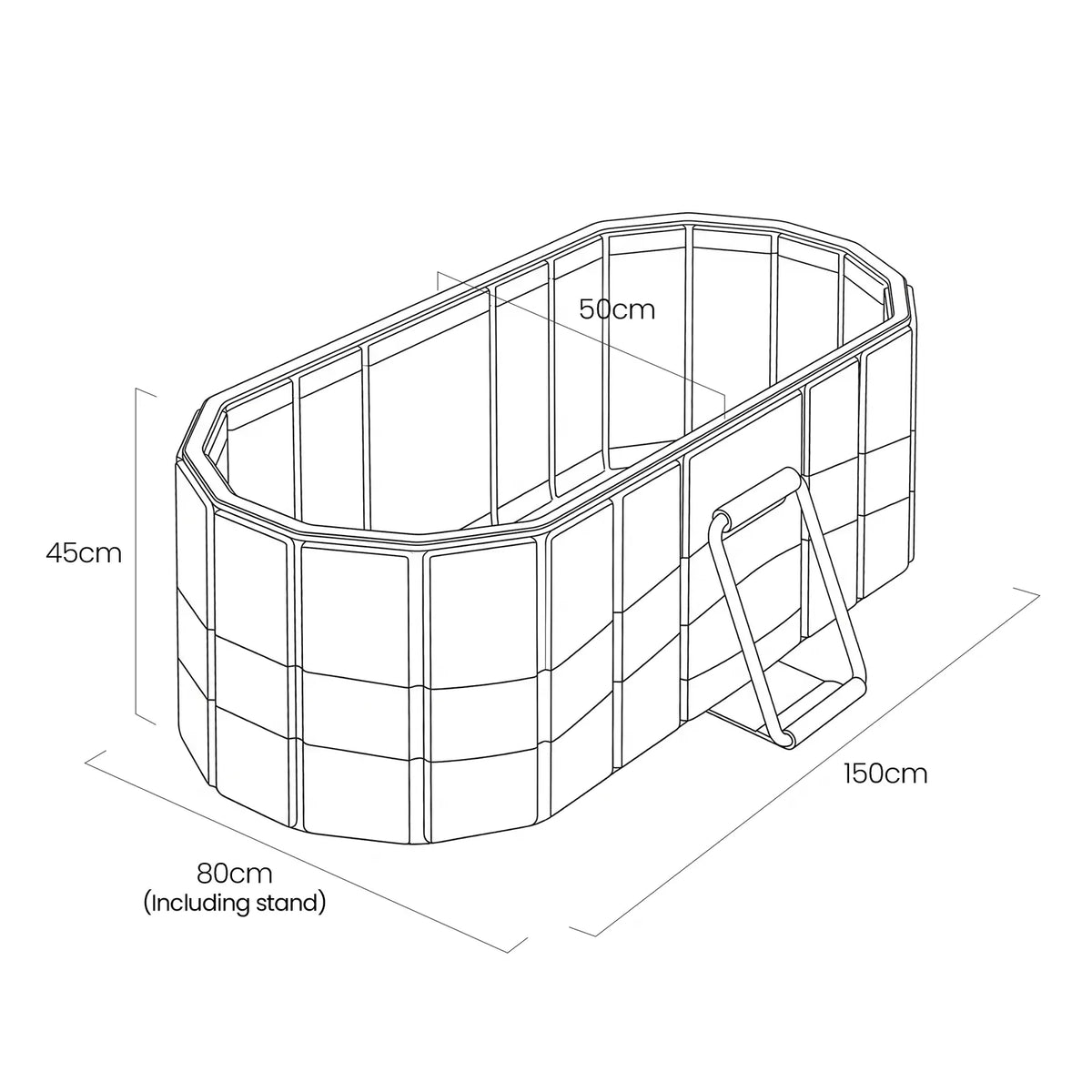 150cm Portable Ice Bath Tub, Foldable Collapsible Freestanding Tub for Adult, Large Non-Inflatable Deep Soaking Tub with Lid, Hot Cold SPA