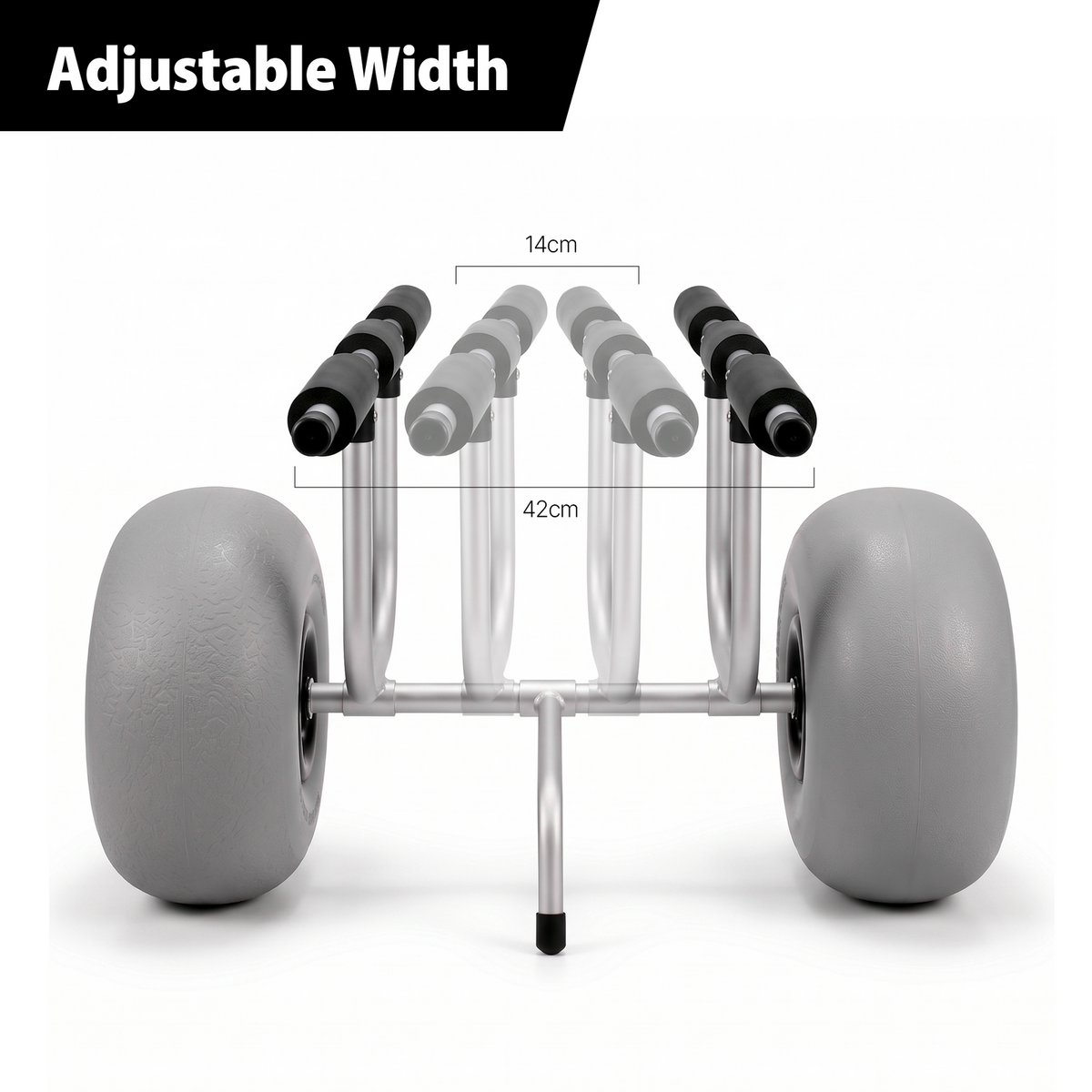 Adjustable Kayak & Canoe Cart Trolley with Large Balloon Wheels Trailer, Adjustable Strap
