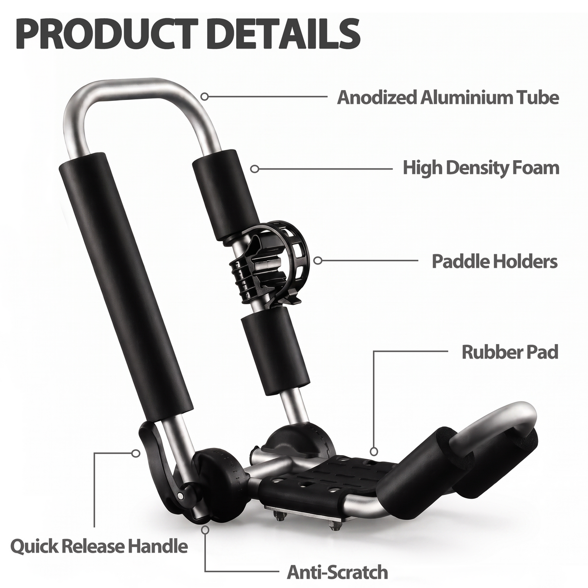2PCS Kayak Roof Rack, Folding J-Bar Carrier for Kayak, Canoe, SUPs and Paddle