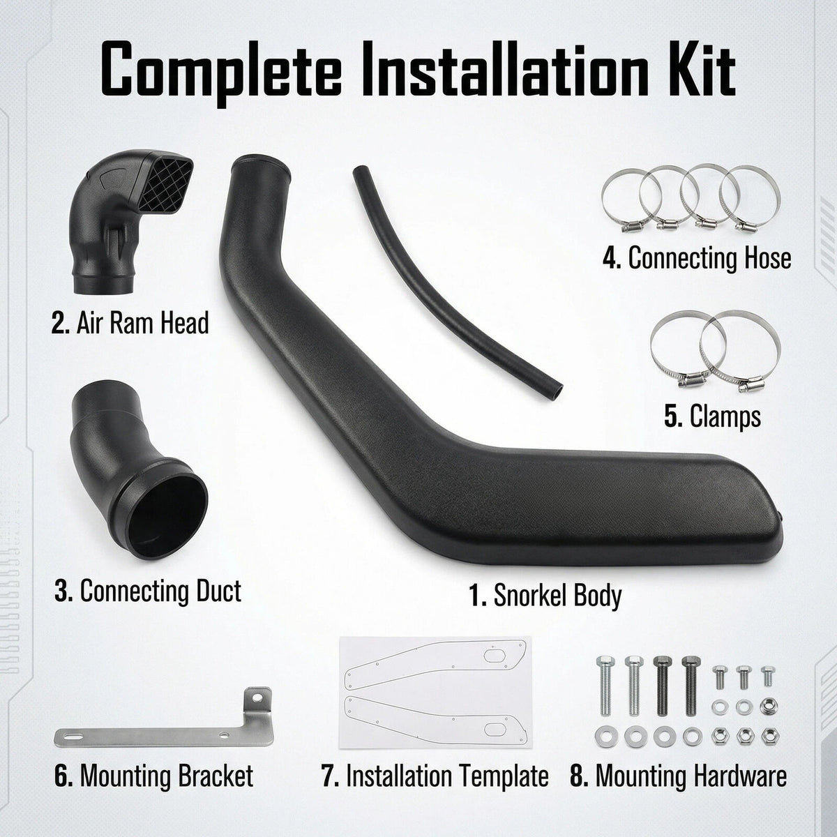 Snorkel Kit for Ford Ranger PX (2011-2015) - Fits XL XLS XLT Wildtrak | 2.2L & 3.2L Turbo Diesel | UV-Resistant Air Intake System