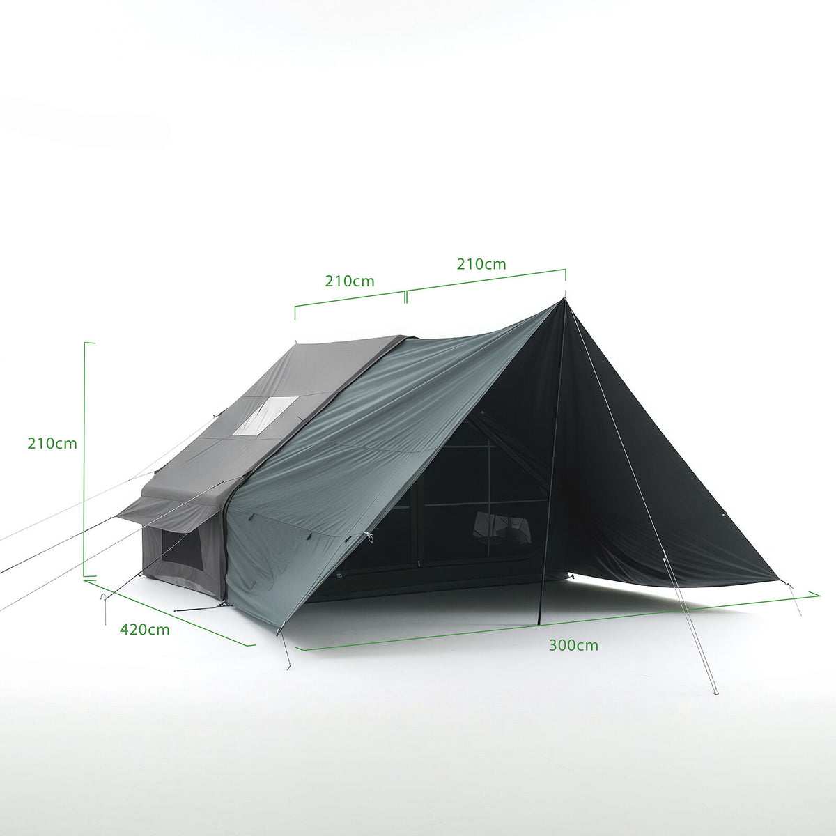 Inflatable Tech Cotton Tent, Portable All-Season Pop Up Waterproof, Breathable, Fire-Resistant 6 People Camping Tent, Sets Up in 5 Minutes