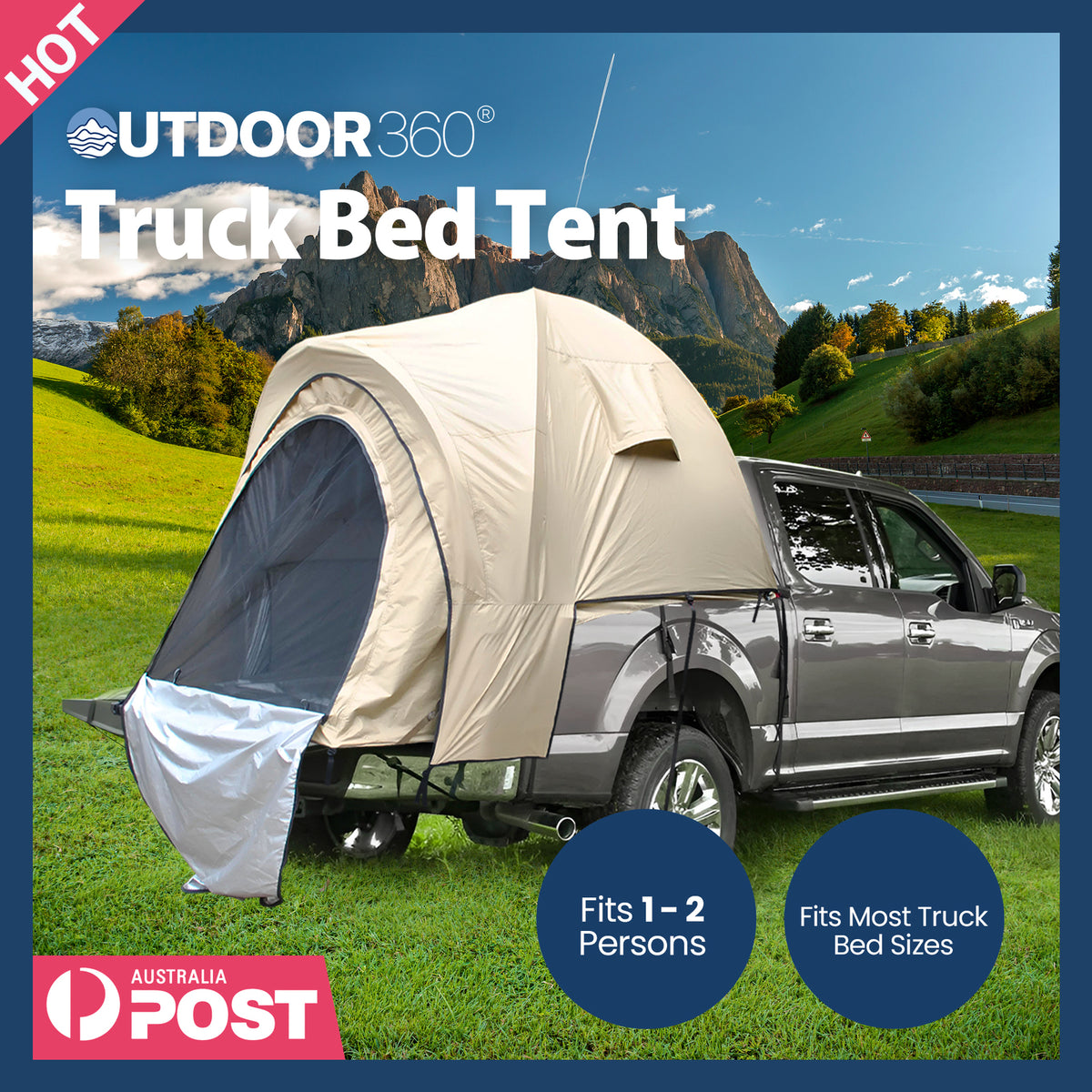 Pickup Truckbed Camping Tent Ute Tailgate Shade Side Awning Canopy Portable Outdoor Shelter