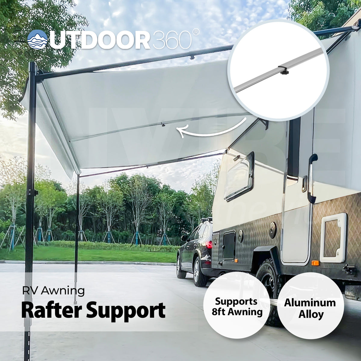 RV Awning Rafter Center Support For RV Camper Aluminum Alloy 8ft