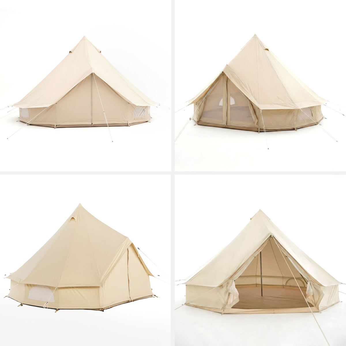 Outdoor360 4-12 Person Canvas Bell Tent | 3-6 Meter | Waterproof & 4 Season | Glamping and Camping | 4 Mesh Windows | Rain Cap | Outdoor Party