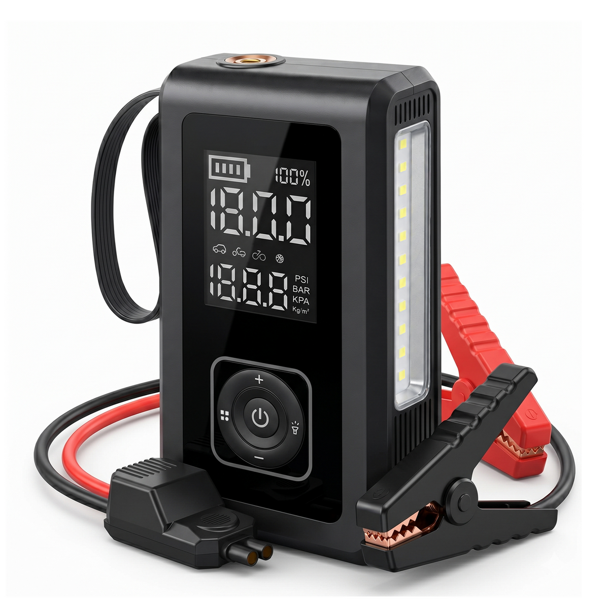 4-in-1 Car Jump Starter with Air Compressor, Power Bank and LED Emergency Light - 8000mAh | 150 PSI Tyre Inflator | 1000A for 12V Vehicles