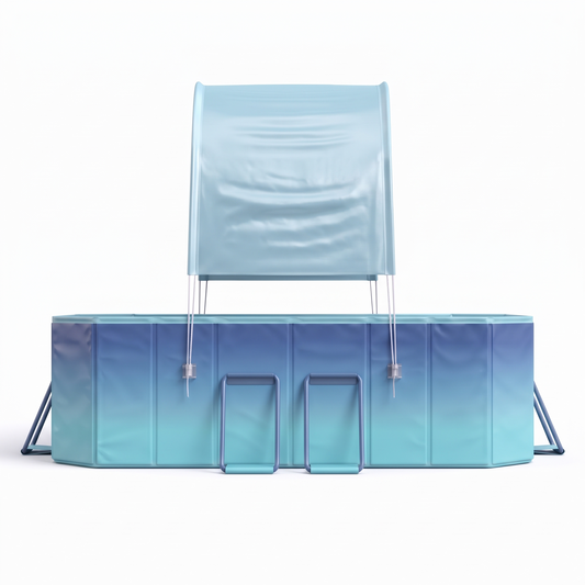 Foldable Swimming Pool with Shade Canopy | Above Ground Pool | 6 Support Brackets | Silver-Coated Sunshade | Fits 1-4 People