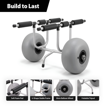 Adjustable Kayak & Canoe Cart Trolley with Large Balloon Wheels Trailer, Adjustable Strap