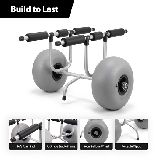 Adjustable Kayak & Canoe Cart Trolley with Large Balloon Wheels Trailer, Adjustable Strap