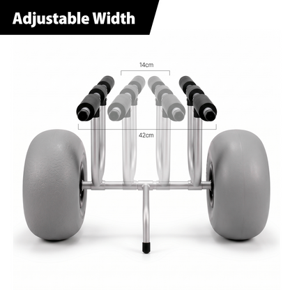 Adjustable Kayak & Canoe Cart Trolley with Large Balloon Wheels Trailer, Adjustable Strap