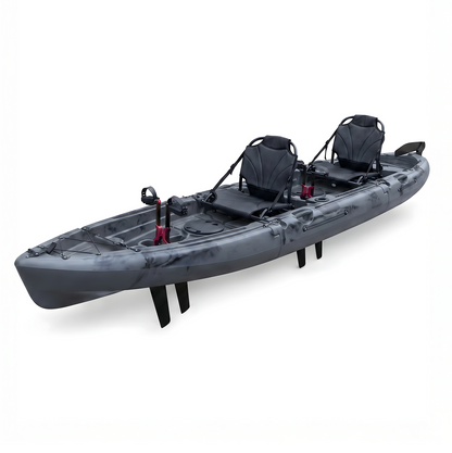 Tandem 3pc Modular Fin Drive Pedal Fishing Kayak 4.1m for Saltwater & Freshwater - Grey