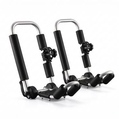 2PCS Kayak Roof Rack, Folding J-Bar Carrier for Kayak, Canoe, SUPs and Paddle