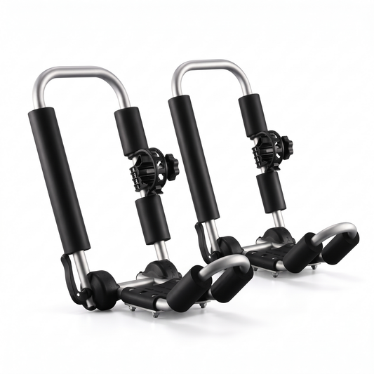 2PCS Kayak Roof Rack, Folding J-Bar Carrier for Kayak, Canoe, SUPs and Paddle