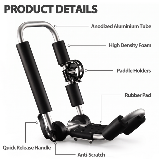 2PCS Kayak Roof Rack, Folding J-Bar Carrier for Kayak, Canoe, SUPs and Paddle