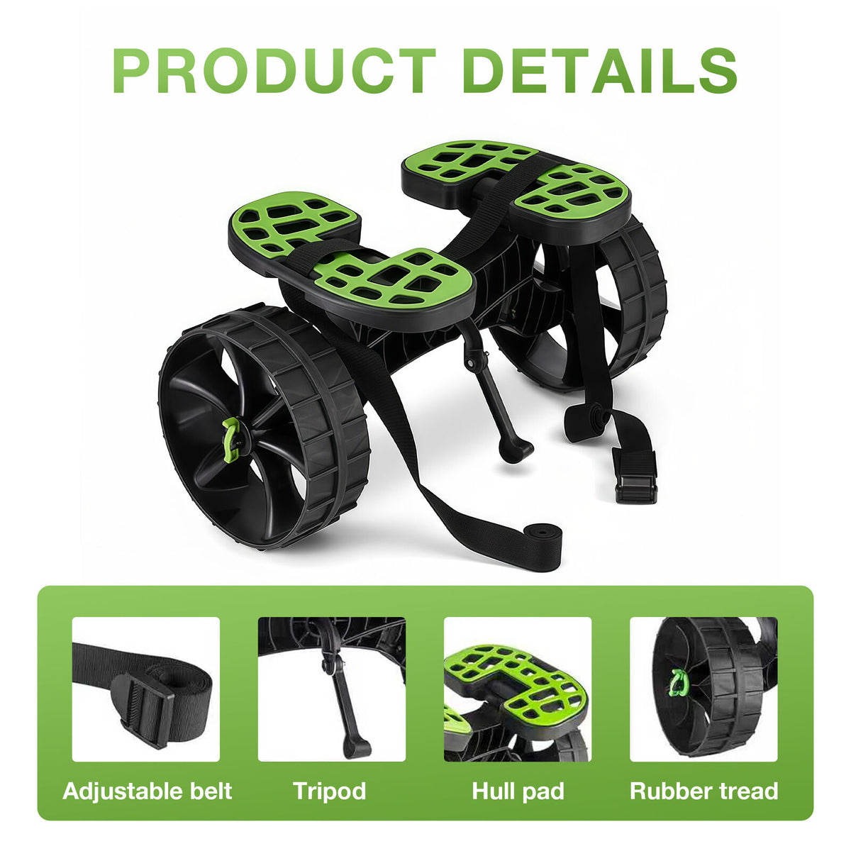 Adjustable Kayak & Canoe Cart Trolley, All Terrain Puncture-Free Wheels, Adjustable Straps, Lightweight yet Heavy Duty Frame Roller