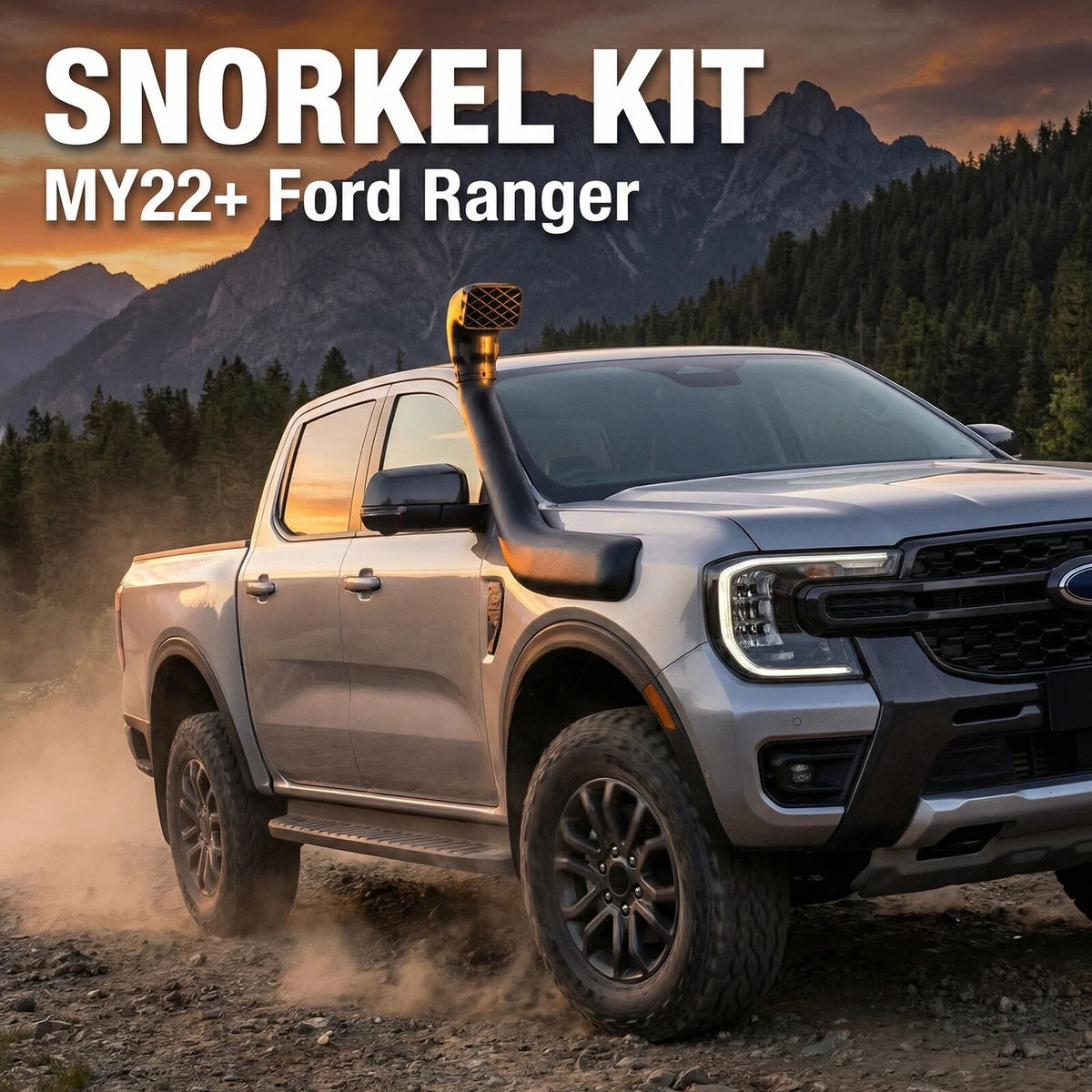 Snorkel Kit for Ford Ranger Next-Gen (2022-Present) RA MY22 MY23 MY24 - Elevated Air Intake for XL XLS XLT Sport Wildtrak Platinum- UV Resistant LLDPE