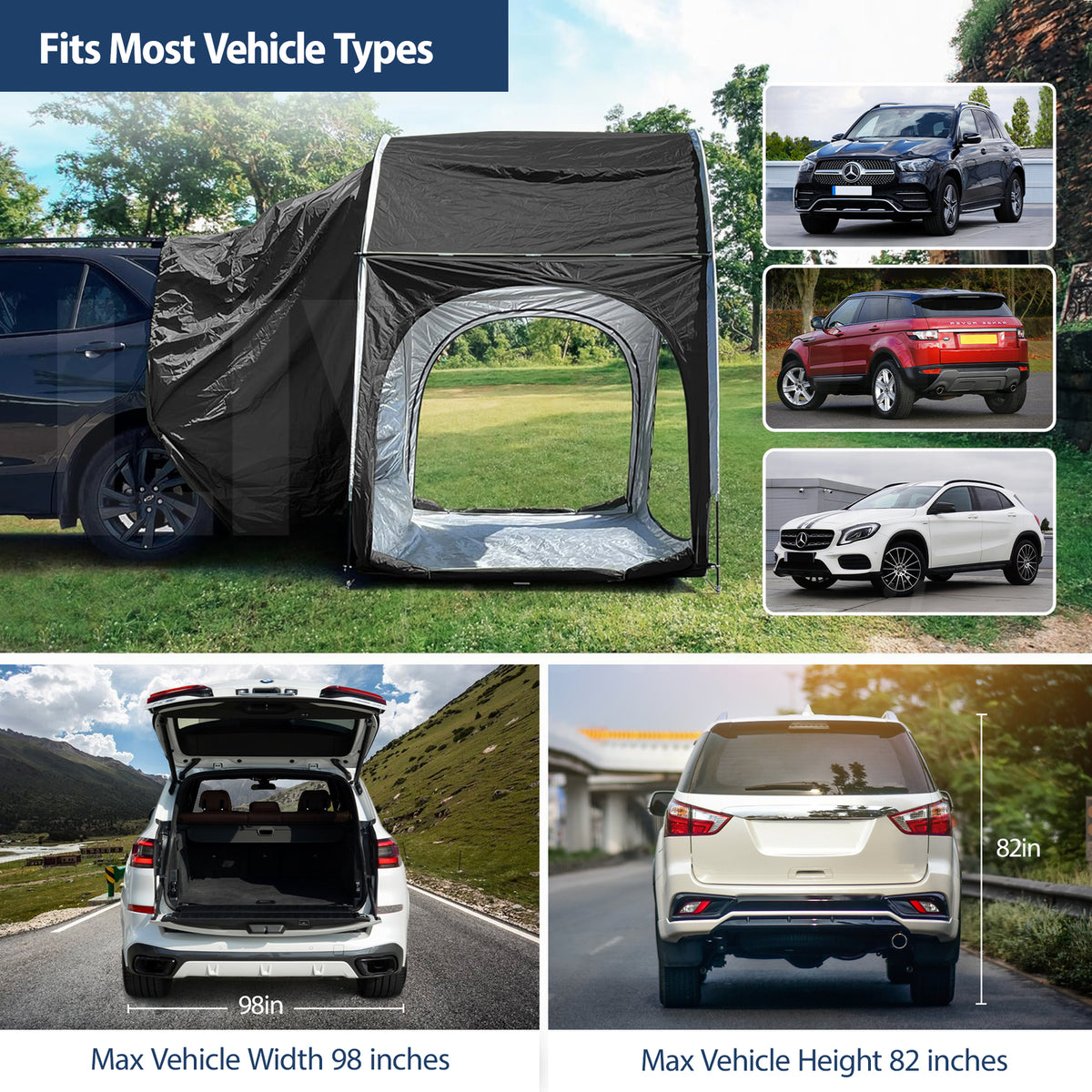 SUV Camping Tent Car Tailgate Shade Side Awning Canopy Portable Outdoor Shelter