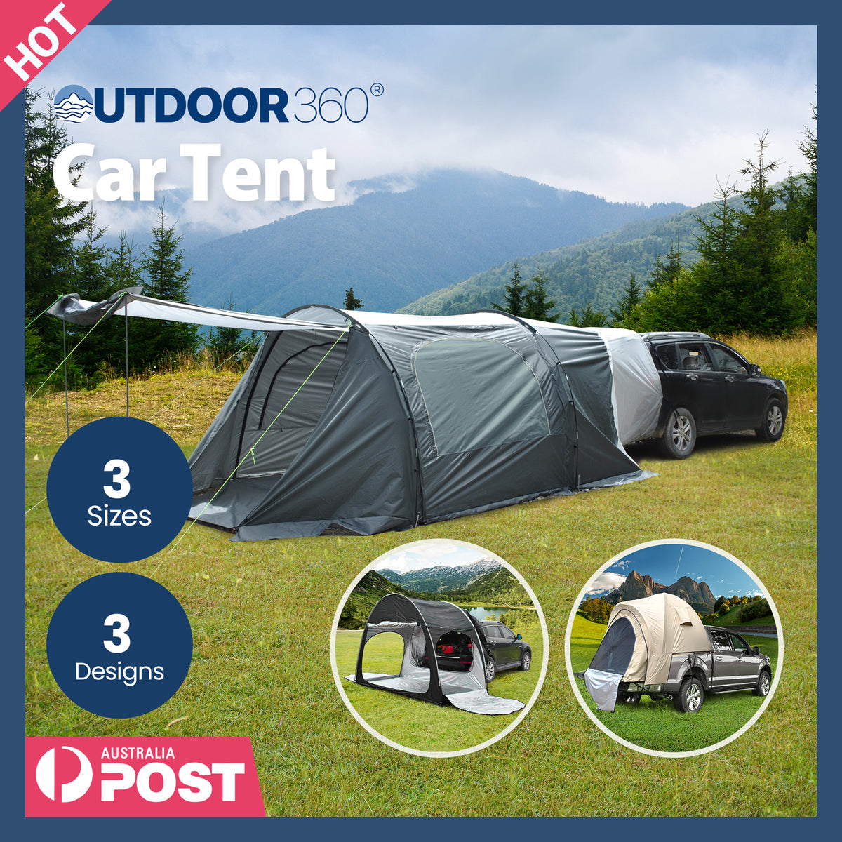 SUV Camping Tent Car Tailgate Shade Side Awning Canopy Portable Outdoor Shelter