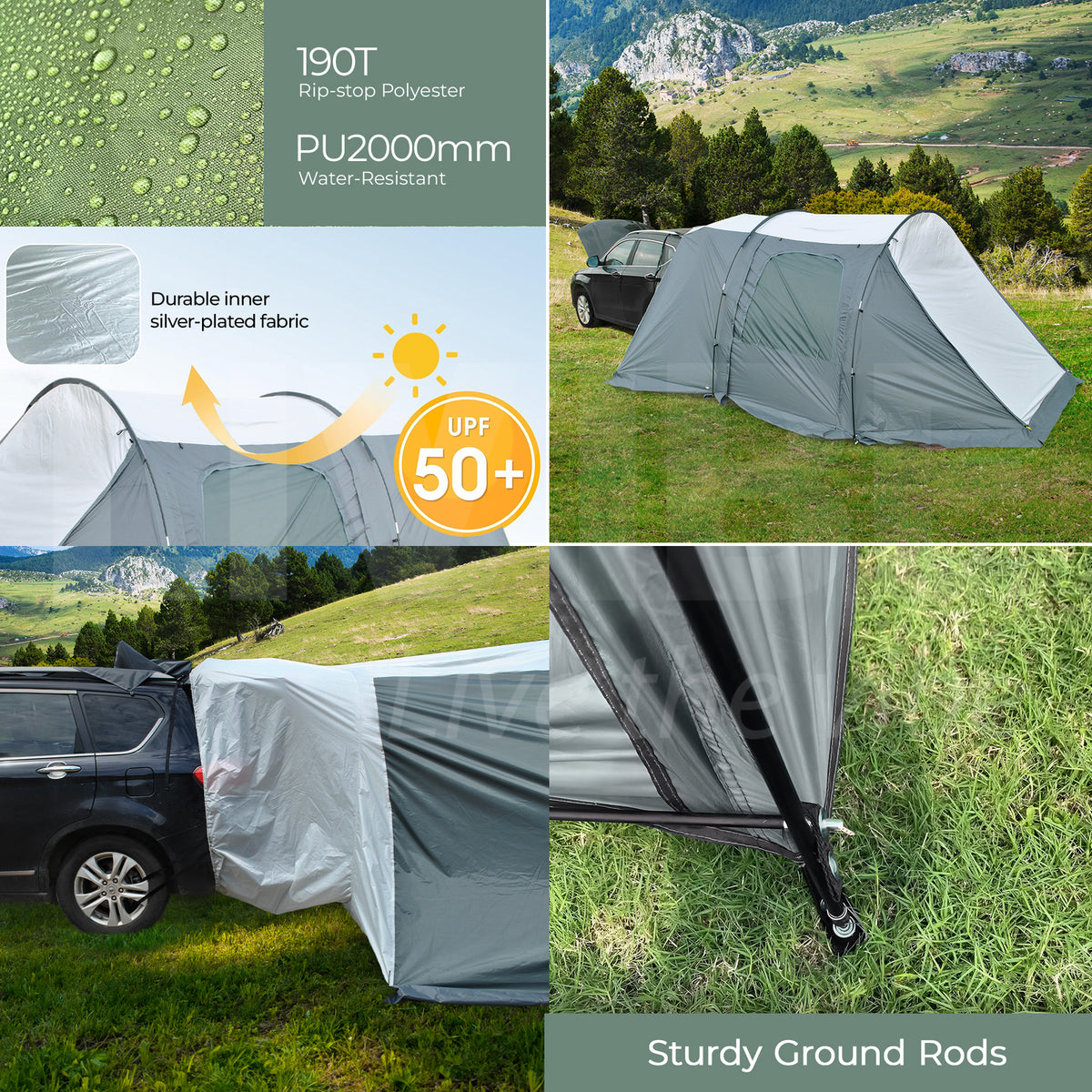 SUV Camping Tent Car Truckbed Tailgate Shade Side Awning Canopy Portable Outdoor Shelter