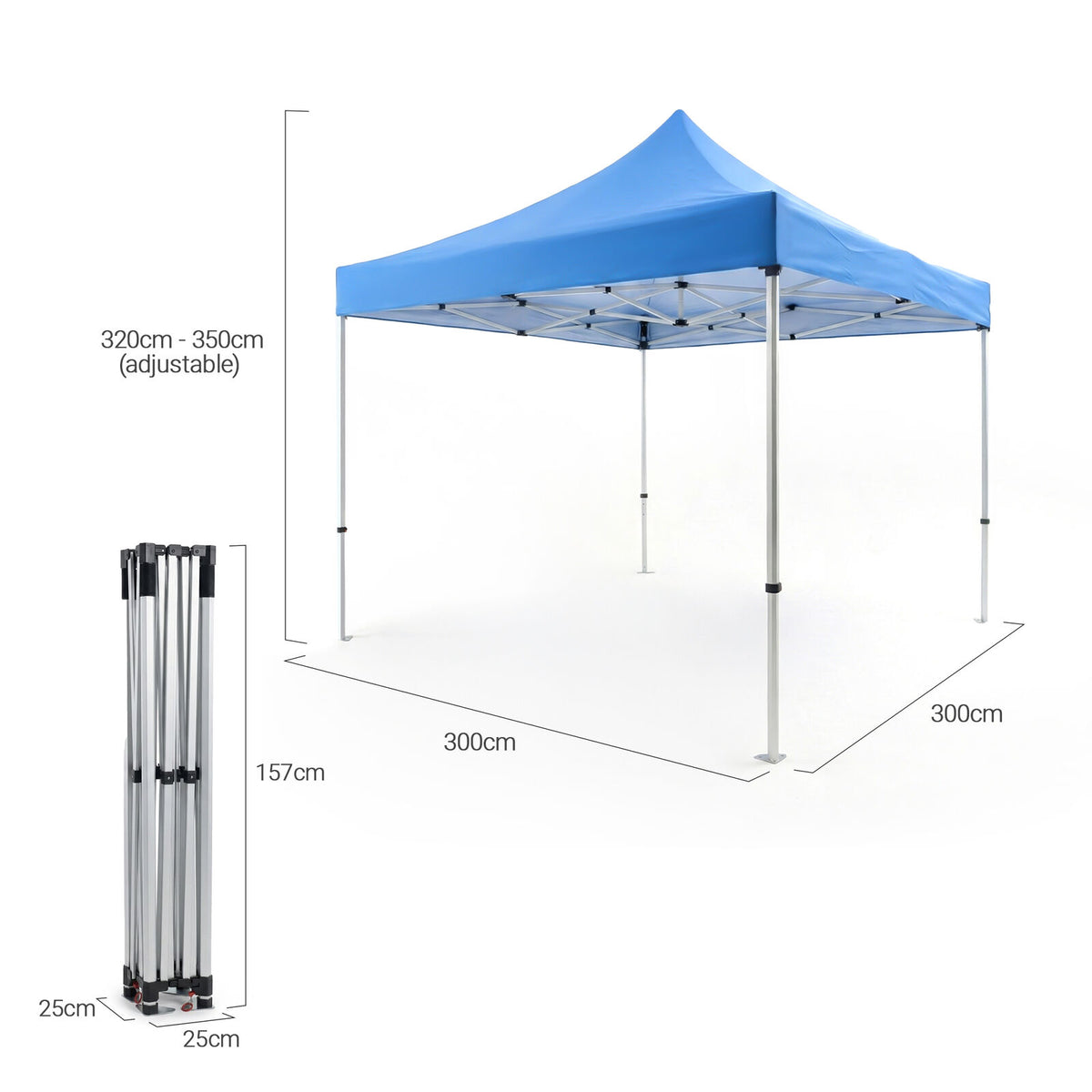 OUTDOOR360 3×3m Pop-Up Gazebo Tent | Heavy-Duty Straight-Leg Steel Canopy with 500D Oxford Fabric Top | UPF 50+ Autumn Market Shelter, Royal Blue